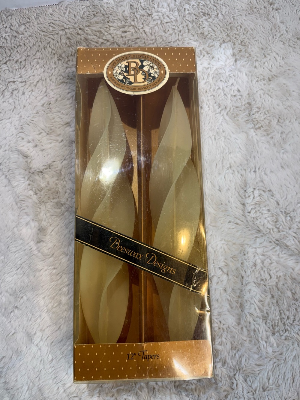 Vintage Beeswax Designs 12” ivory honeycomb taper candles